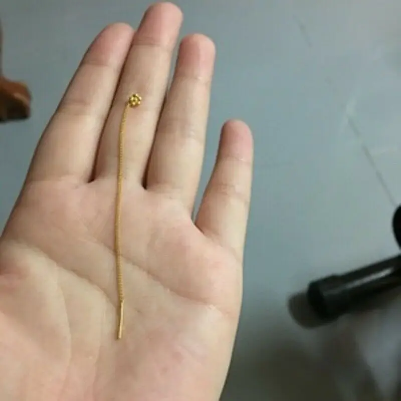 Серьги из чистого 24 К желтого золота, женские серьги-гвоздики Luck Fower, линия 9cmL 1,86 г