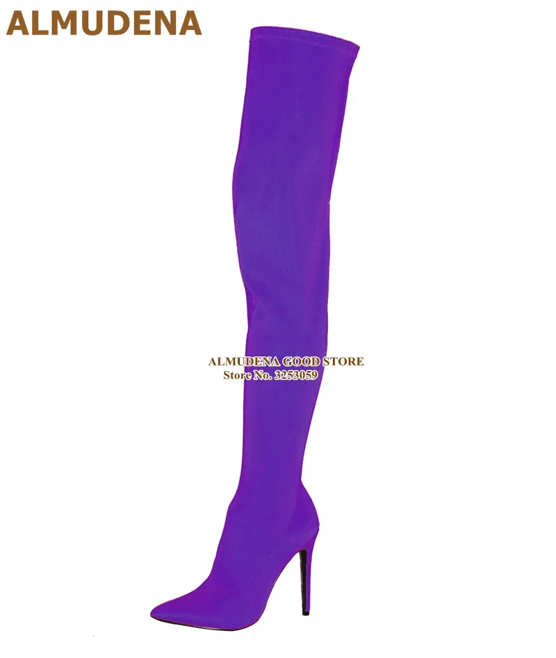 neon yellow thigh high boots