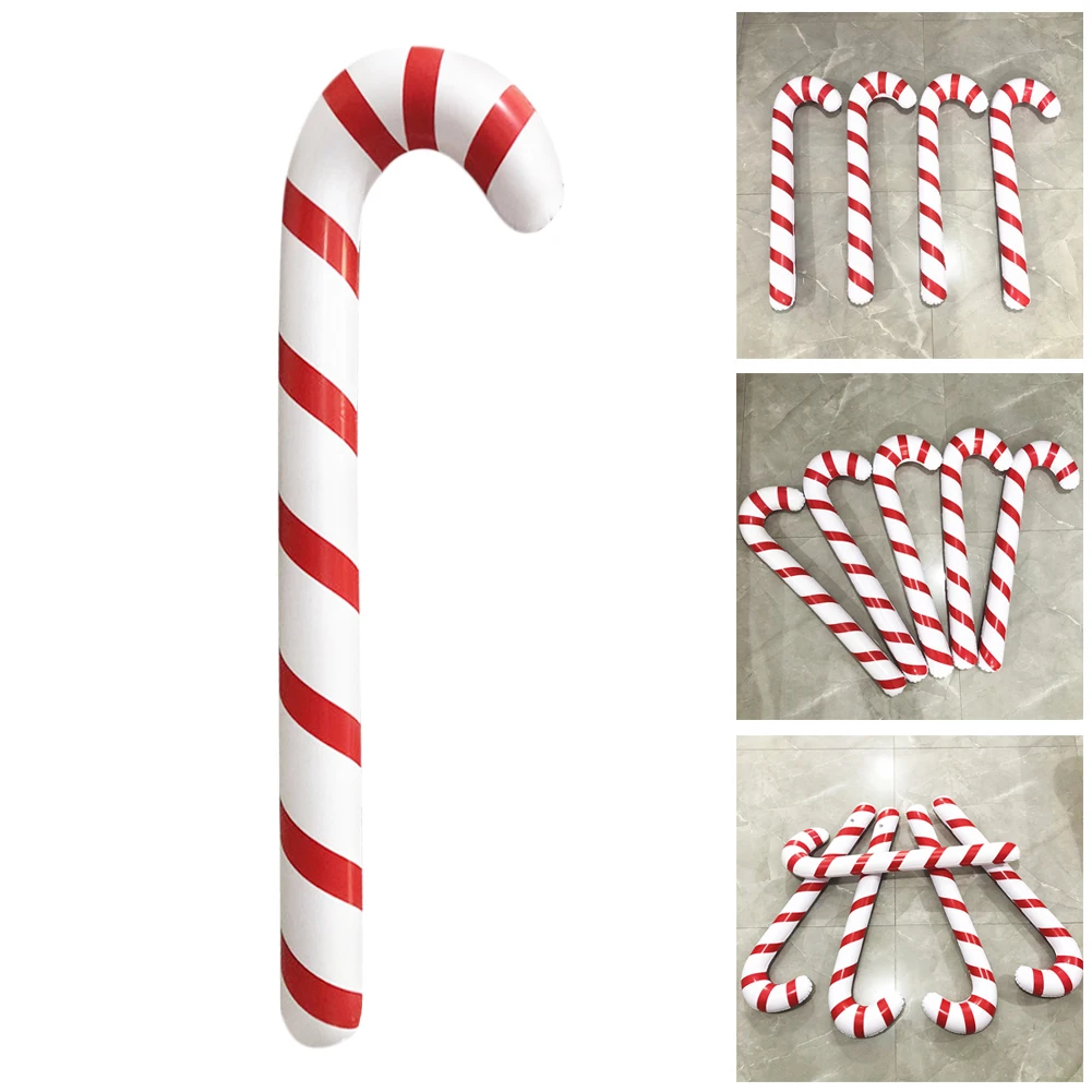 Bastón de caramelo inflable ligero clásico, decoración colgante para fiesta de Navidad, bastón para caminar de Papá Noel, regalos para niños de Año Nuevo