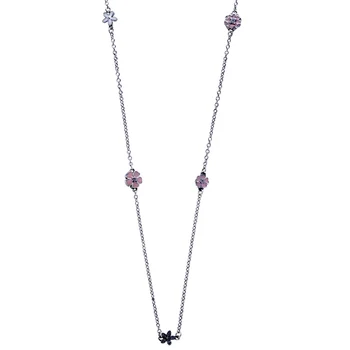 

New 925 Sterling Silver Necklace Enamel Poetic Bloom With Crystal Pendant Necklace For Women Wedding Gift Fine Fine Jewelry