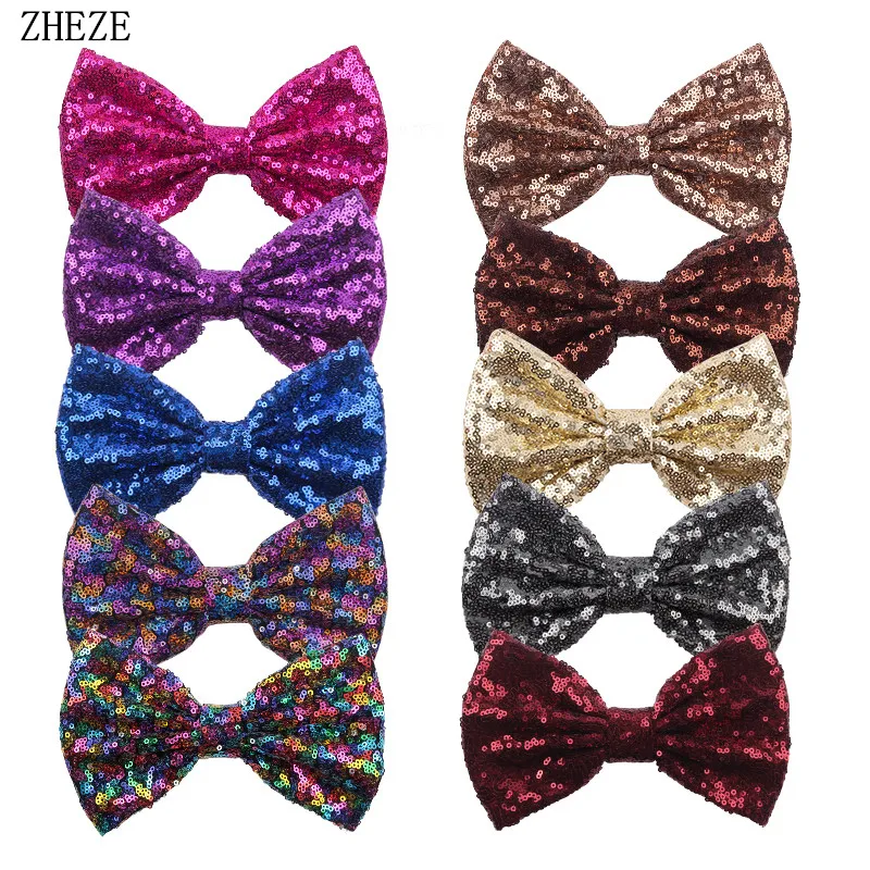 

10Pcs/Lot 54 Colors 7"Big Messy Sequin Bow For Children Headband Girls High Quality Barrettes Glitter Hair Clips Accessories