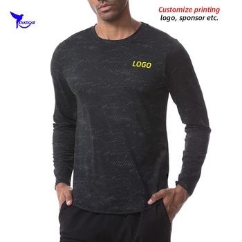 

Customize LOGO Long Sleeve Running T-shirt Men Gym Fitness Workout Loose Shirts Male Quick Dry Tee Top Sportswear Clothing