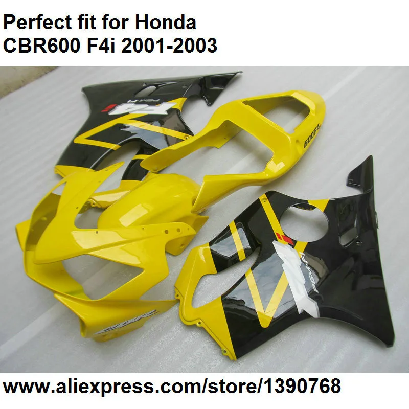 Литье под давлением обтекатель для Honda CBR 600 F4i 2001 2002 2003 желто-черные обтекатели комплект CBR600F4i 01 02 03 BA70