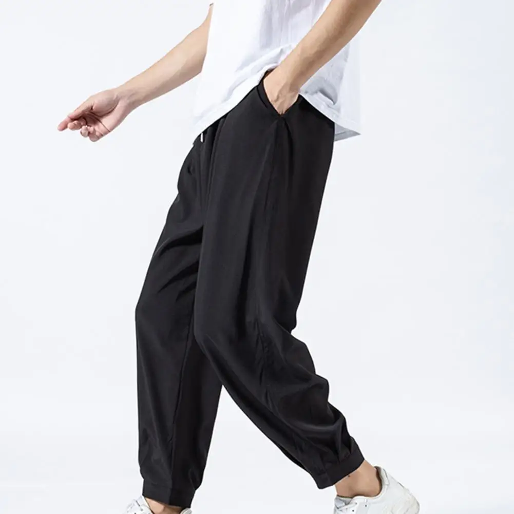 elephant harem pants Solid Color Men Pants Ankle-length Smooth Wide Leg Ankle Tied Oversize Pants Sweatpants harem pants men