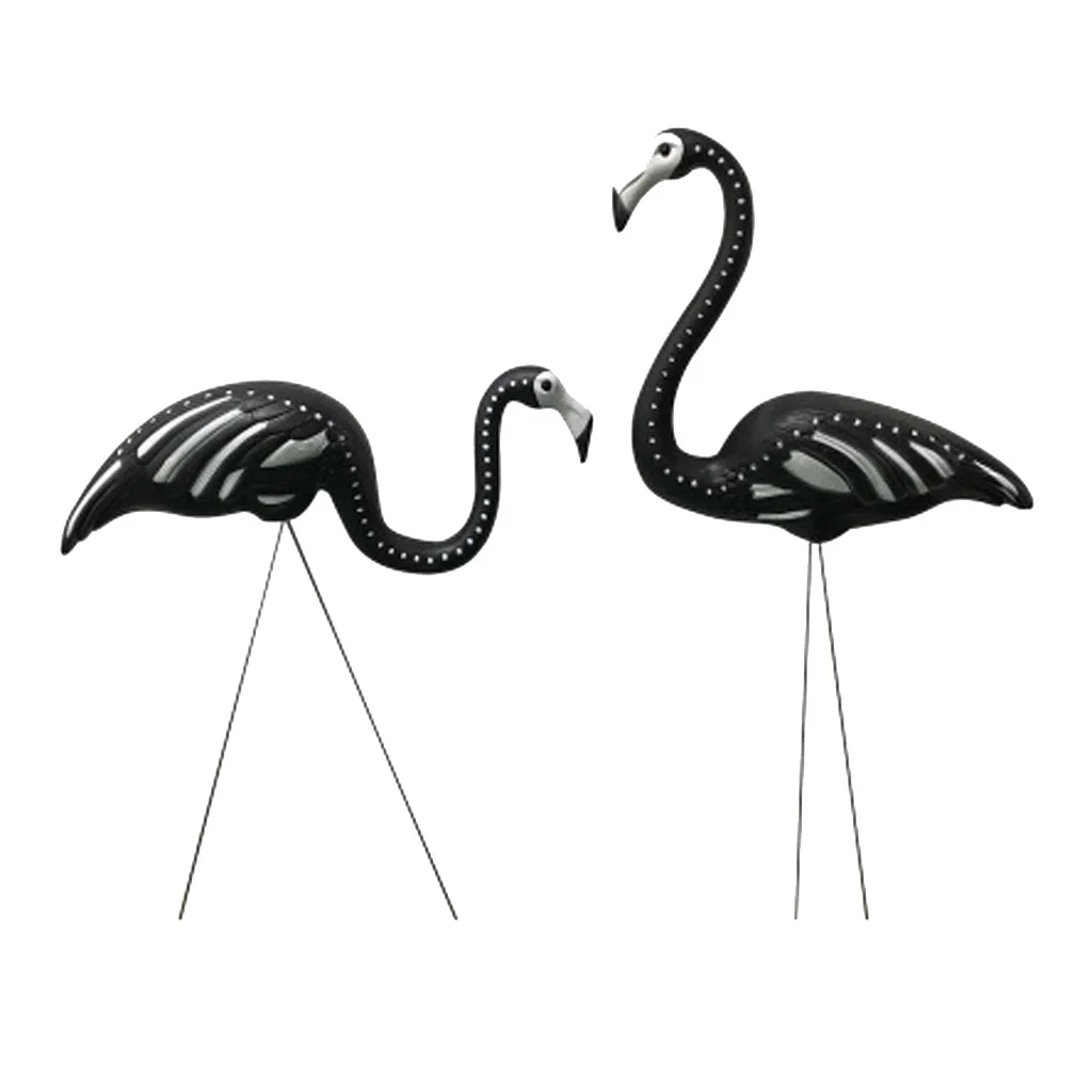 Black Skeleton Flamingoes Lawn Garden Party Decorations Ornaments (1-Pack of 2)