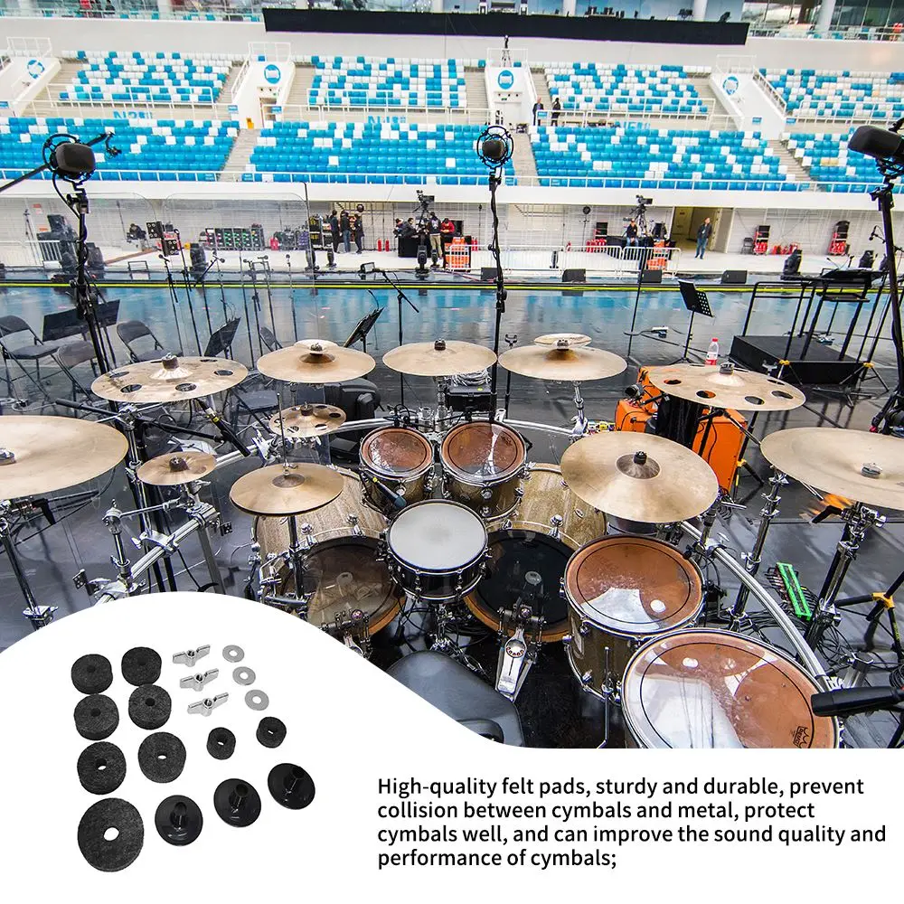 

18 PCS Cymbal Felt Washer Felts Crash Cymbal Clutch Felt Drum Set Portable Cymbal Stand Felt Washer Hi-Hat Anti-Slip Felt