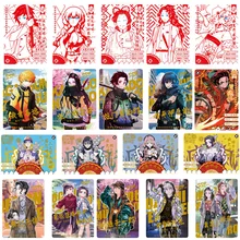 Juego de cartas coleccionables de demon slayer para niños, figurillas de Anime, No Yaiba Kimetsu, Batalla, juguetes de regalo