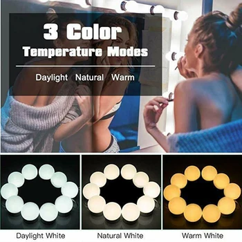 

10 LED Bulbs Hollywood Mirror Lights Vanity Makeup Bathroom Dressing Table Makeup Lamp Wall Light Beauty LED Mirror Light Batter