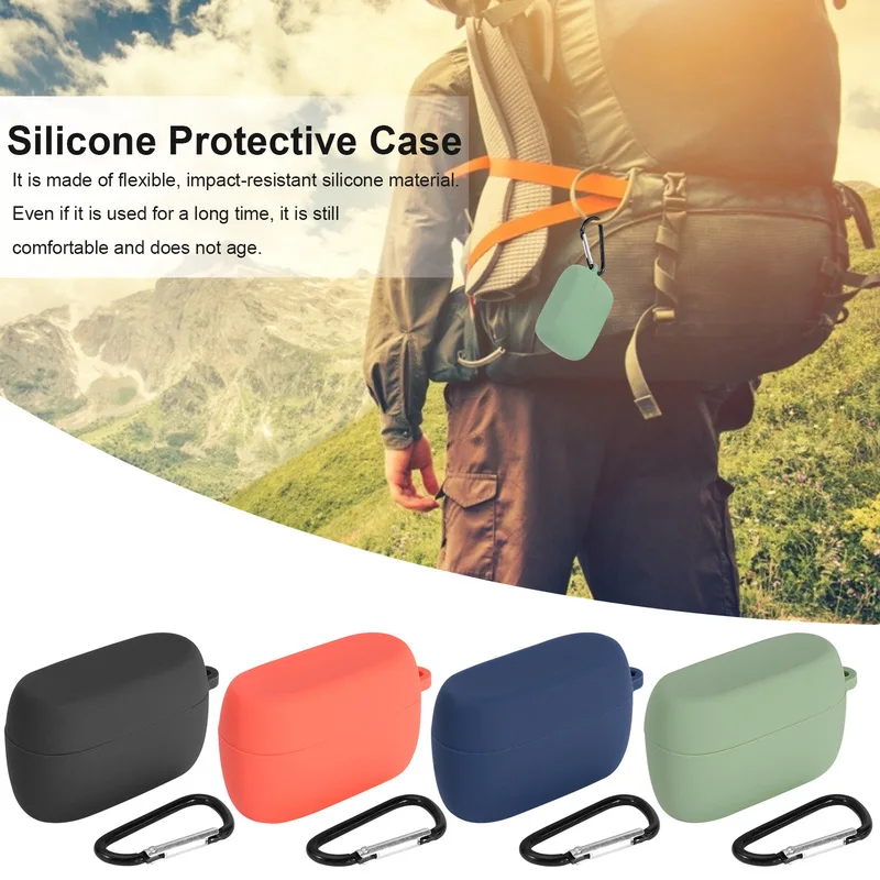 Wireless Earphone Silicone Case Protective Cover With Carabiner For