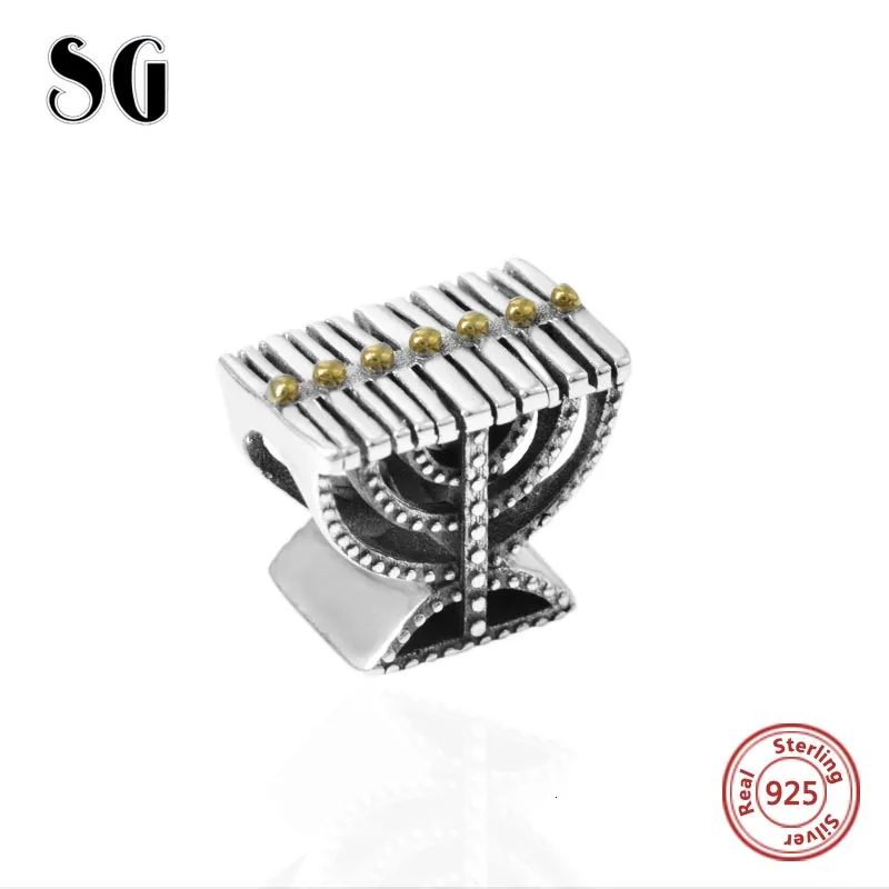 

925 sterling silver menorah charms religious jewish hollow beads fit Pandora bracelet for women fashion Jewelry free shipping