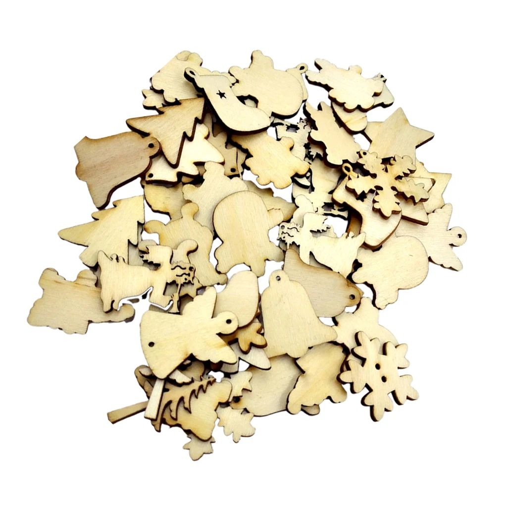 50x Unfinished Wood Christmas Embellishment For Card Scrap booking Crafts DIY Tags Making Booking | Дом и сад