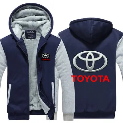 Толстовки мужские зимние теплые с длинным рукавом с капюшоном плотные Toyota пальто плюс бархатные мужские толстовки на молнии - Цвет: 5