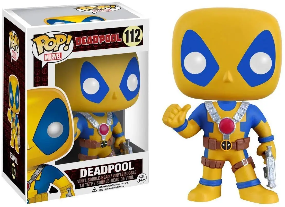 Эксклюзивный Funko pop Официальный Marvel: Дэдпул желтый и синий костюм виниловая экшн