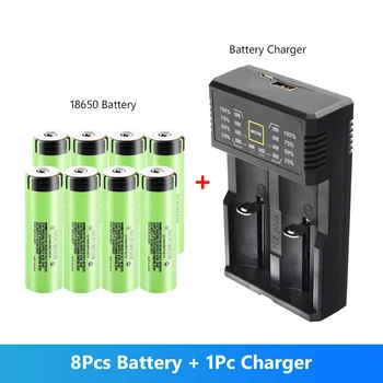 

8Pcs Authentic 3.7V 3400mAh NCR 18650B Battery +18650 Charger US/EU/USB Type For Flashlight Portable Printer Remote Control