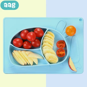 

AAG Silicone Baby Plate Bowl Cartoon Child Food Feeding Dishes Sucker Tableware Baby Plate Kids Infant Dinnerware Bowls Plates