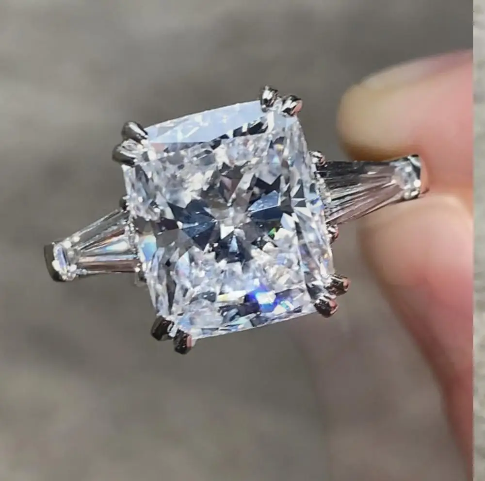 Original 925 Sterling Silver Cushion cut Simulated Diamond Wedding Engagement Cocktail Rings for Women Fine Jewelry gift | Украшения и