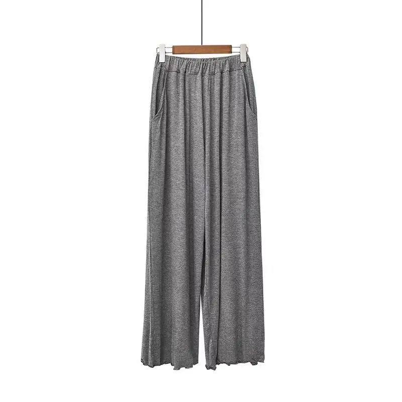 Осень зима новые женские штаны для сна эластичные удобные Модальные домашние пижамные штаны женские свободные размера плюс повседневные брюки Широкие брюки - Цвет: Темно-серый