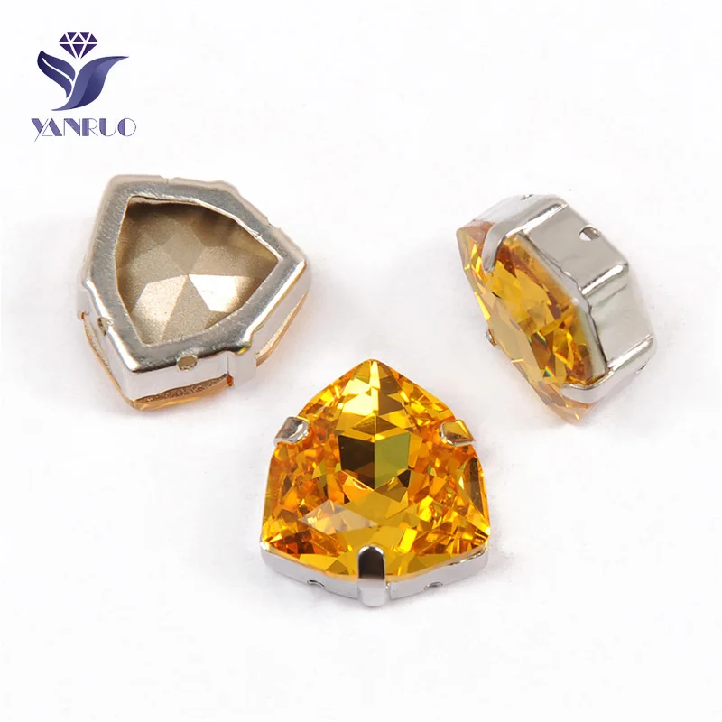 Light Topaz Yanruo 4706 Trilliant Точка назад пришить стразы стеклянные стразы K9 DIY ювелирные изделия Необычные камни и кристаллы для украшения - Цвет: Light Topaz