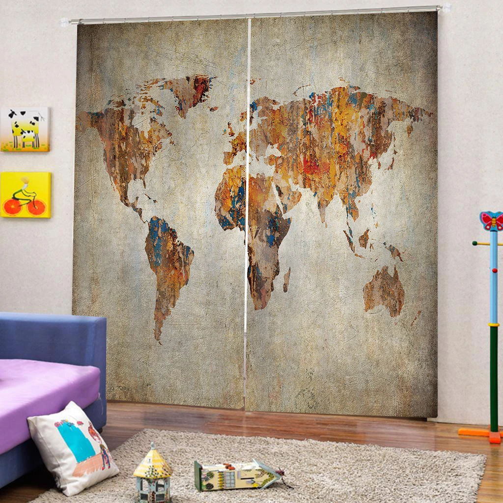 Природное искусство для гостиной красочные ретро карты на заказ занавес модный Декор украшение дома для спальни