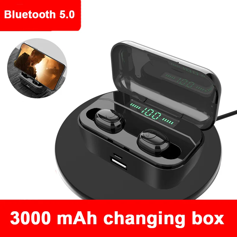 T10 TWS Bluetooth Гарнитура отпечатков пальцев Сенсорный HD стерео шум fone de ouvido беспроводные Bluetooth наушники Гарнитура для телефона - Color: Black-G6S