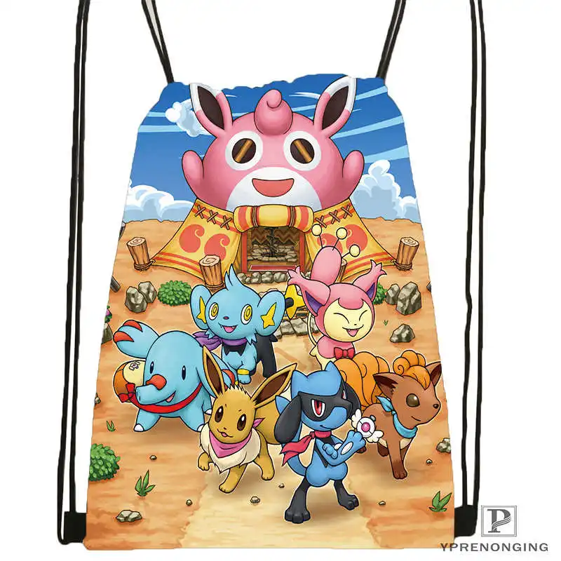 Drawstring Backpack Пользовательские Покемон Пикачу стиль походная сумка на шнурке милый рюкзак для детей(черная спина) 31x40 см#180531-02-09 - Цвет: Drawstring Backpack