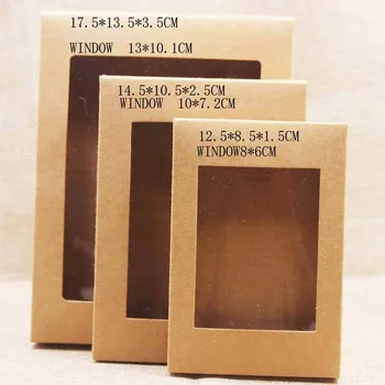 

5pcs DIY Blank Kraft Paper Box with Window Jewelry Cookies Gift Candy Box Cake Packaging For Wedding Party Decoration