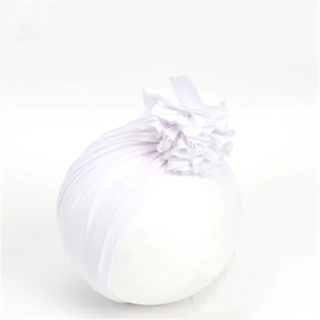 New Fashion Flower Baby Hat Newborn Elastic Baby Turban Hats for Girls 10 Colors Cotton Infant Beanie Cap White