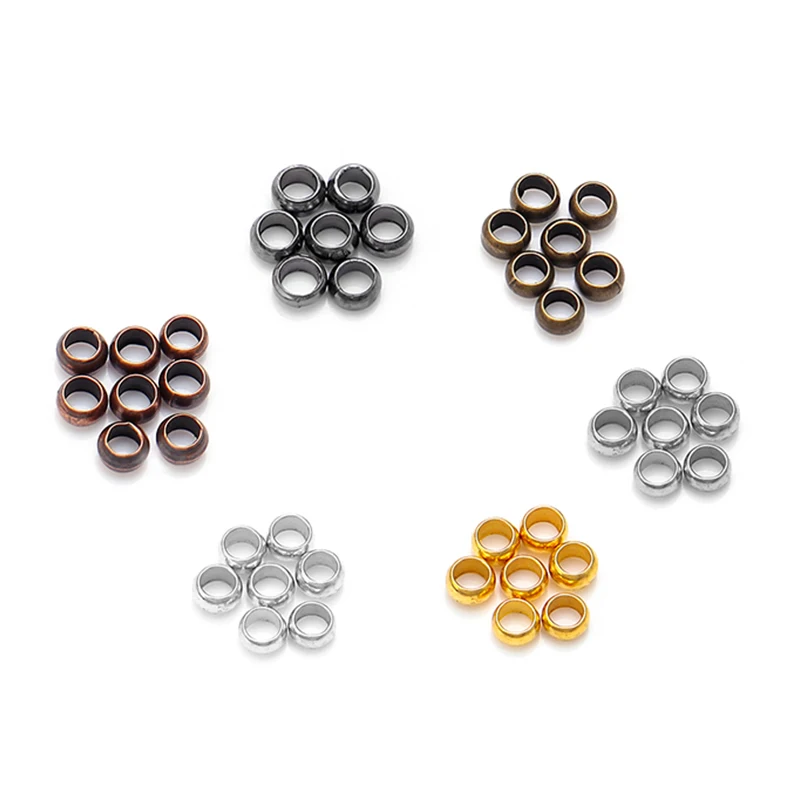

200pcs/lot Metal Crimps Beads Crimp End Beads Diameter 2mm 2.5mm 3mm Findings Gold Color Jewelry Beads