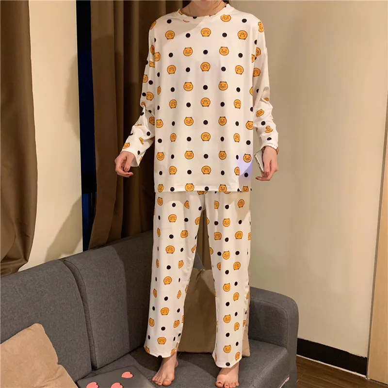 

Spring And Autumn Korean-style Pajamas Women's Comfortable Casual Qmilch Thin Home Wear-Foreign Trade Original Garment Bear Long