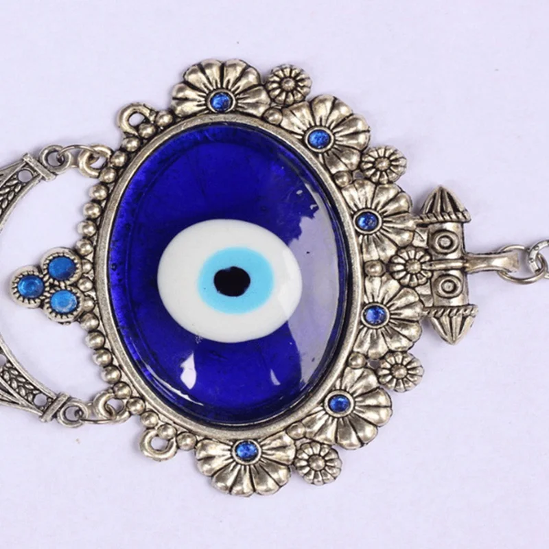 Wind Chimes Blue Demon Eye Pendants Home Wall Hanging Decor Blessing Protection Gift Blue Rhinestone for Home Decor Car Pendant