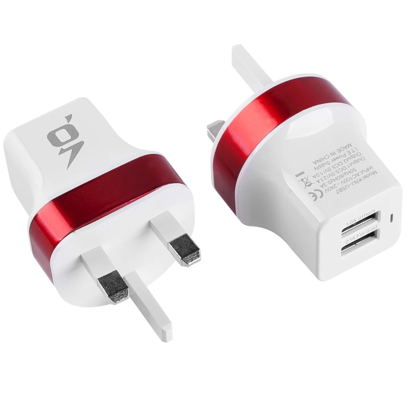 UK-Red Великобритания Мульти USB настенное зарядное устройство портативное 2 порта зарядное устройство кирпич путешествия штекер куб телефон зарядка iPhone X/8 Plus/8 iPad samsung Galaxy - Цвет: UK-Red