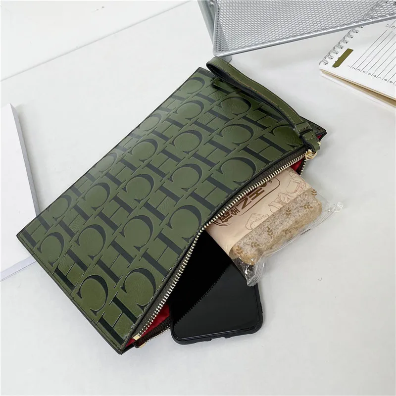 2021 New Luxury Brand CH Clutch Unisex High-quality CH Letter Pattern Clutch luxury envelope leather business clutch purse