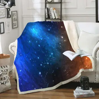 

Colorful Space Galaxy Sherpa Fleece Blanket Shining Stars Fur Throw Blanket Cosmos Sofa Bed Blanket for Kids Teens