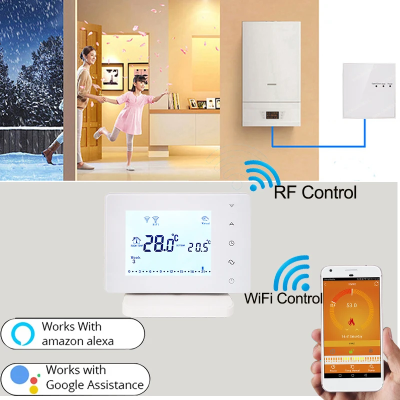 Термостат для газового котла Vancoo Wi Fi и RF 220 В 3 А|Умная система управления