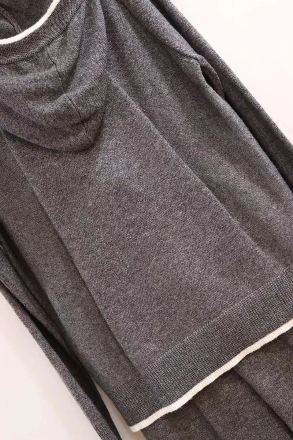 30% Wool+ 45% Cashmere warm Knit Suits hooded cashmere woolen Sweater+ Mink Cashmere Trousers Brilliant Two-pieces sets F409