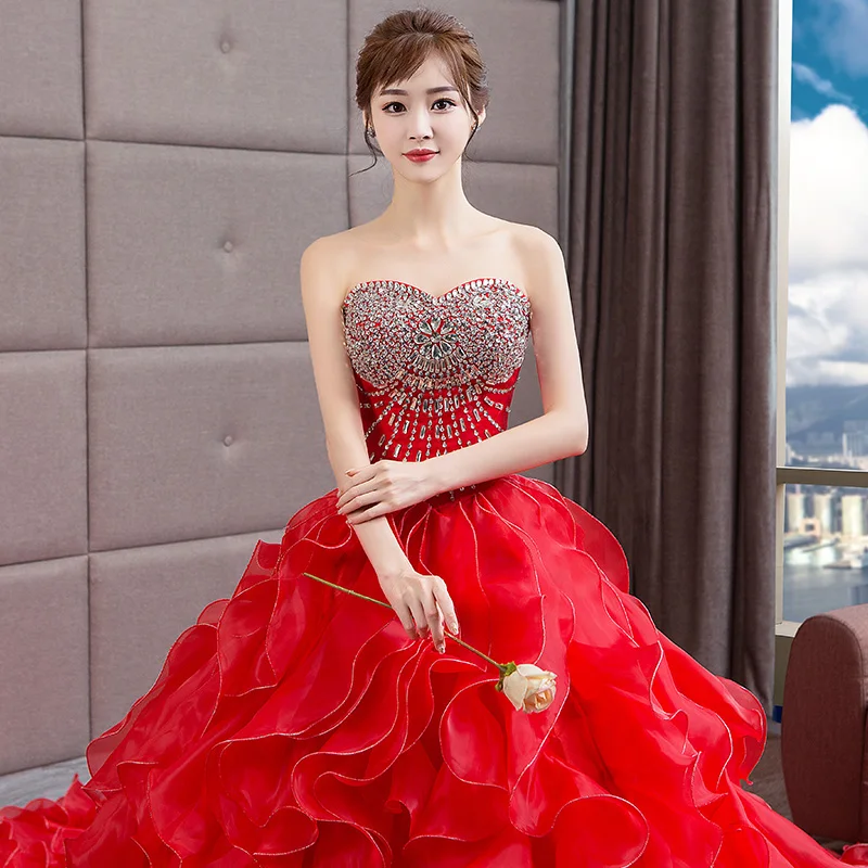 Red Wedding Dresses Strapless Lace Maternity Pregnant Backless Plus Size Wedding Gown Bridal Gowns Bride Dress Robe Mariee