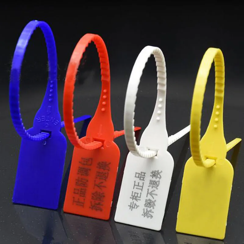 Anti-ajuste com Anti-roubo Cabo de Sinalização Fivela Bolsa Selo Plástico Descartável Rótulo Empate 100pcs Tag