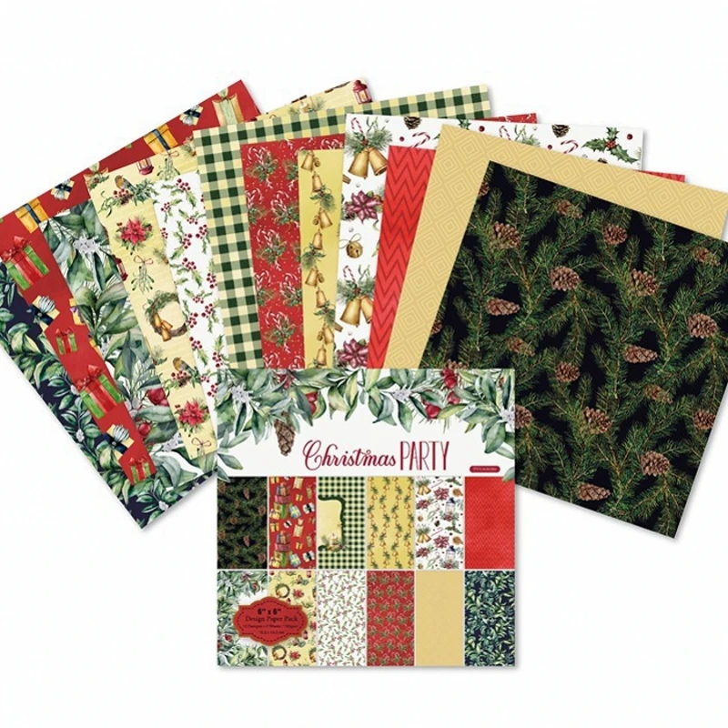

24pcs/Pack 15*15cm Christmas Party Patterned Paper Pack for Scrapbooking DIY Happy Planner Card Making Journal Project