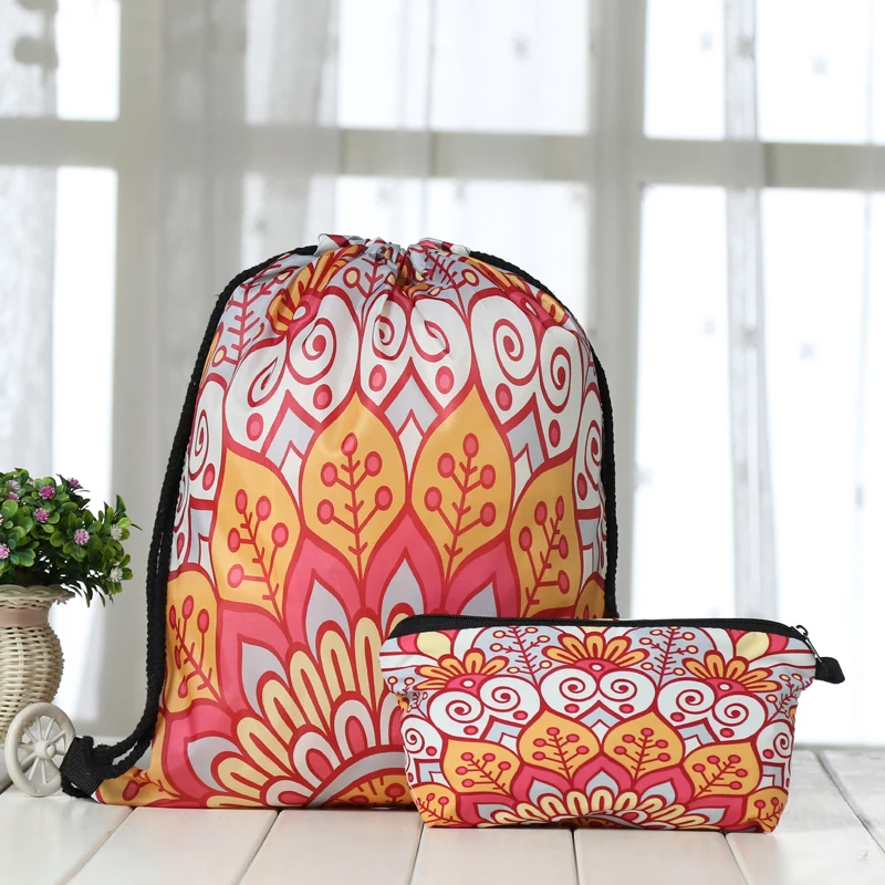 Костюм drawstring рюкзак сумка с кулиской модный принт мужские повседневные сумки унисекс Женские сумки через плечо 3D сумка с карманами многоцветная
