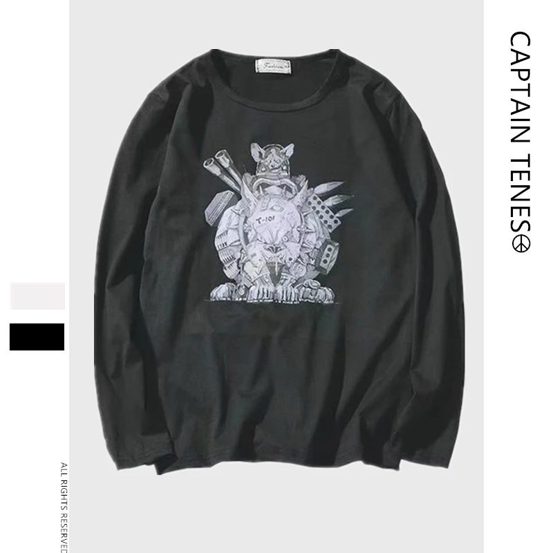 Captain TeNes New Men's Autumn Collar Printed Sports Top Long Sleeve T-shirt Cartoon Casual TEE for Male Printing Loose Long Sle Captain TeNes New Men's Autumn Collar Printed Sports Top Long Sleeve T-shirt Cartoon Casual TEE for Male Printing Loose Long Sle
