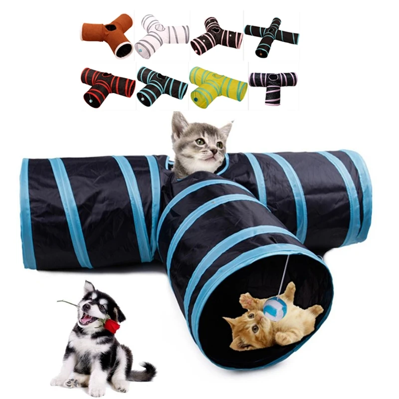 

3/4 Holes Foldable Pet Cat Dog Tunnel Toy Indoor Outdoor Pets Cats Rabbit Channel Roll Ground Chinchilla Tunnel Tee Pet Cat Toy