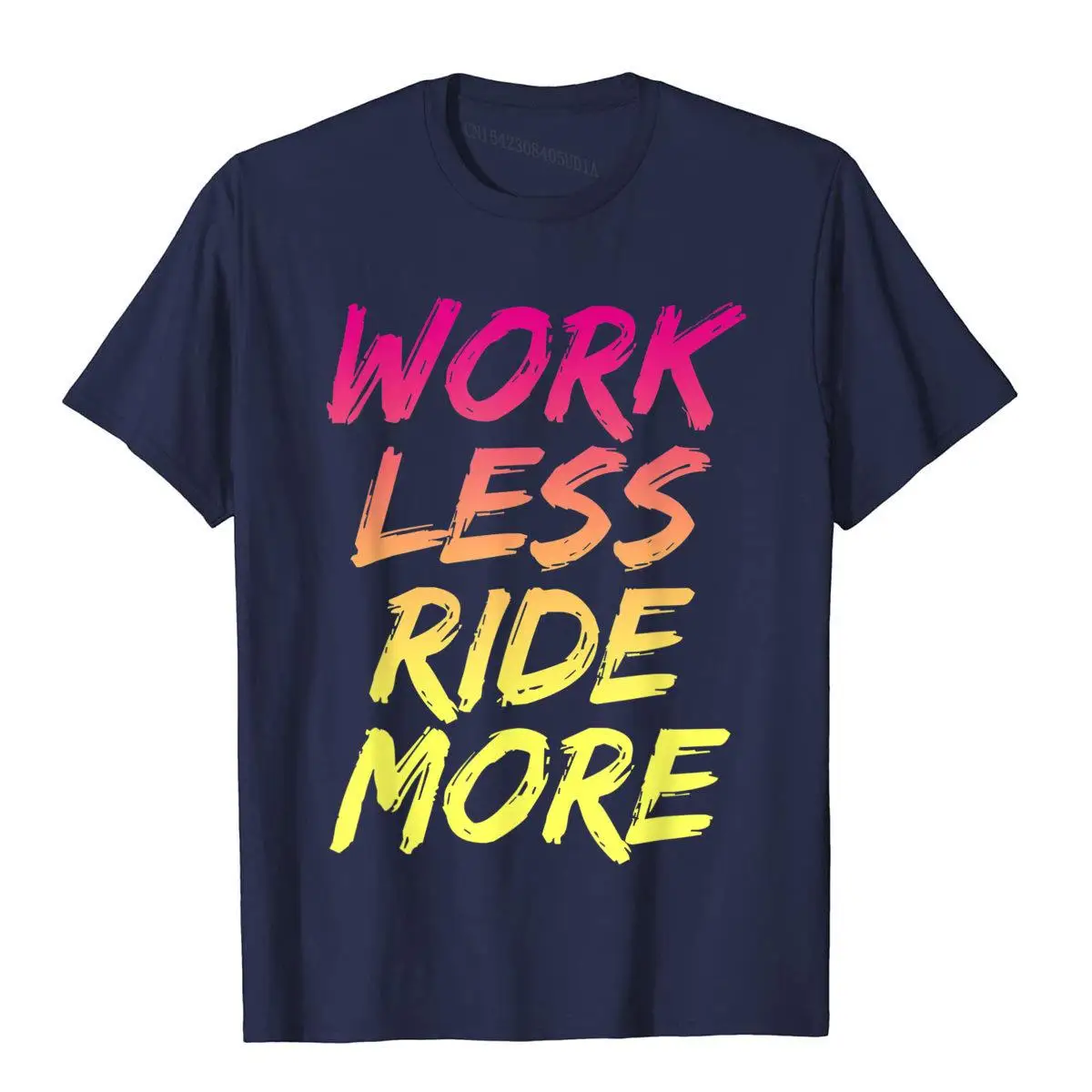 Work Less Ride More T-Shirt Funny Mountain Street Bicycle__B12099navy