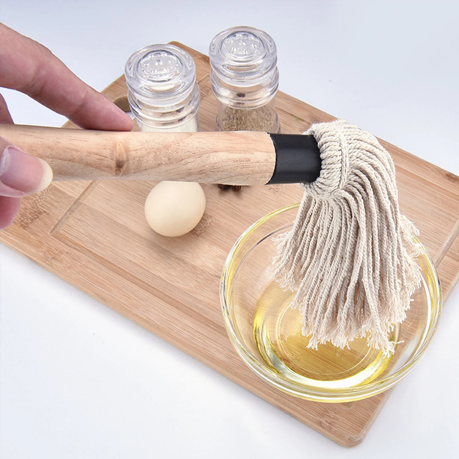 Grill Basting Brush BBQ Mop Professional Barbecue Brush Basting Mops Cotton Fiber Head Natural Hardwood Handle Dish Mop Style Grill Brush