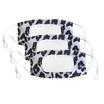 

3PCS Adult Print transparent Visible Face Mask With Clear Mouth Expression Lip Reading Reusable Dustproof Protective Face Mask