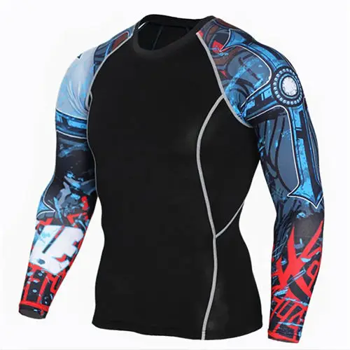 Новинка, 3D компрессионная Мужская рубашка с черепом, топы для бега, Мужская футболка для бодибилдинга, ММА, длинный рукав, Рашгард, спортивная одежда для спортзала, фитнеса - Цвет: TC121