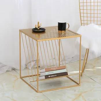 

Nordic Wrought Iron Square Small Coffee Table Simple Sofa Corner Modern Light Luxury Living Room Table Bedside Table