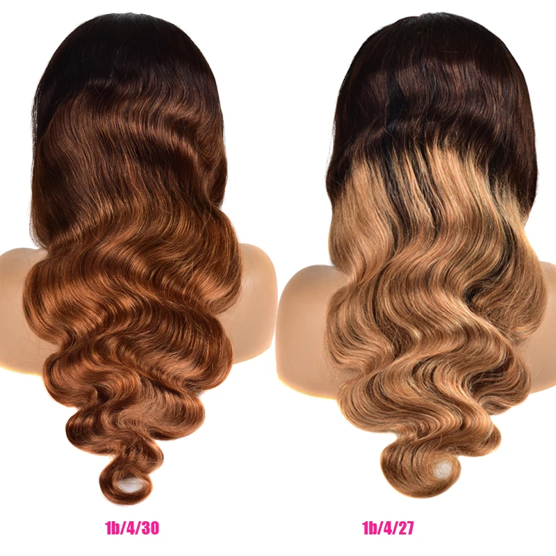 13x4 Glueless Ombre Lace Front Human Hair Wigs Pre Plucked Body Wave Wig Remy Brown Brazilian Lace Front Wigs For Black Women