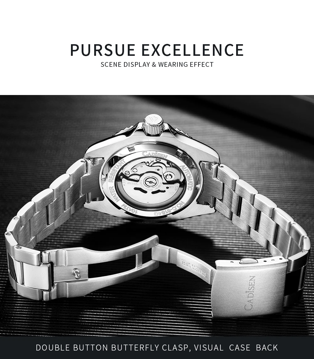 CADISEN Automatic Watch for Men 2021 New NH35A Movement Mechanical Wristwatches 100m Waterproof Top Brand Luxury Business Watch