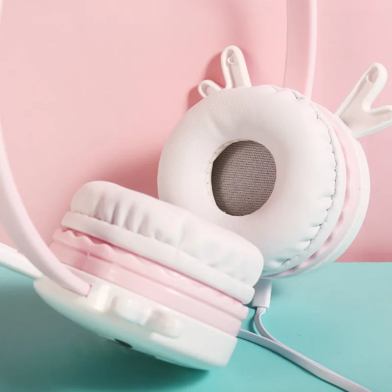 Cute Antlers Headphone for Kids Wired Headsets 3 5mm Jack Headband with Mic for iPhone xr Daugther Music Stereo Earphone Gamer