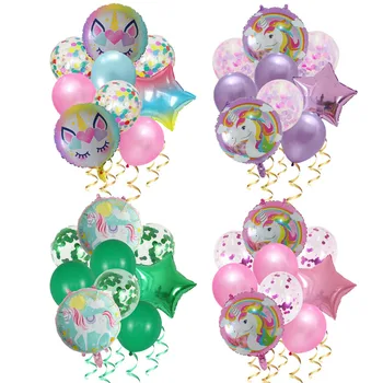

9pcs Unicorn Foil Balloon Confetti Latex Unicorn Balloon Party Decoration Flamingo Birthday Party Kid Favors Air Globos Supplies